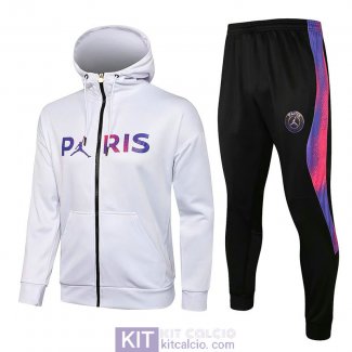 PSG x Jordan Giacca Cappuccio White I + Pantaloni Black 2021/202